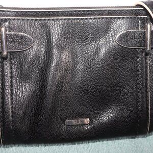 Ralph Lauren Classic Black Leather Shoulder Bag Crossbody Handbag 8"X6"